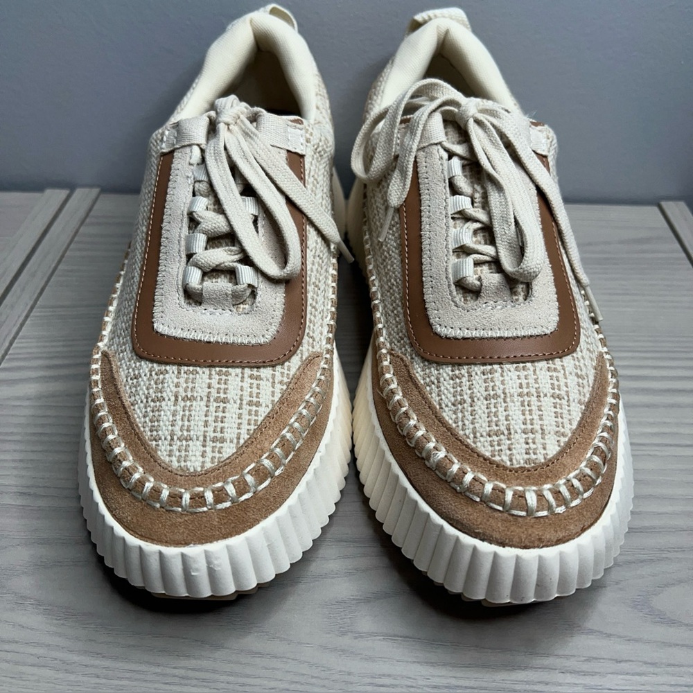 Dolce Vita Leather Lace Up Platform Sneakers - Dolen Brown Multi 11